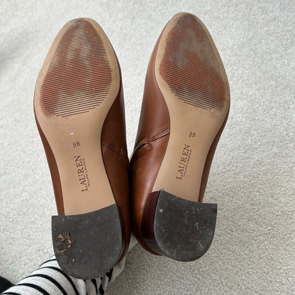 Lauren Ralph Lauren Wynne Polo Tan Leather Burnished Calf Ankle Boots - Picture 12 of 13